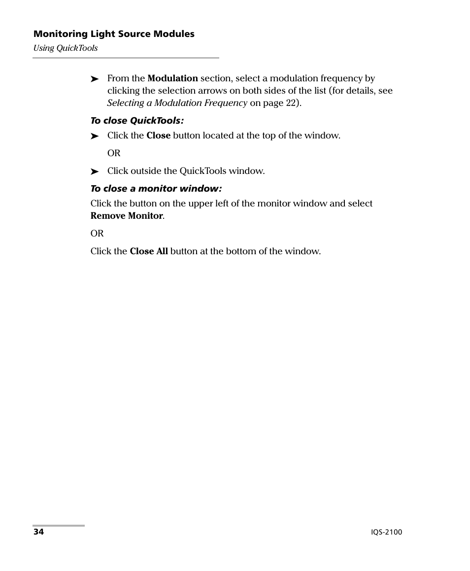 EXFO IQS-2100 Light Source for IQS-500/600 User Manual | Page 40 / 82