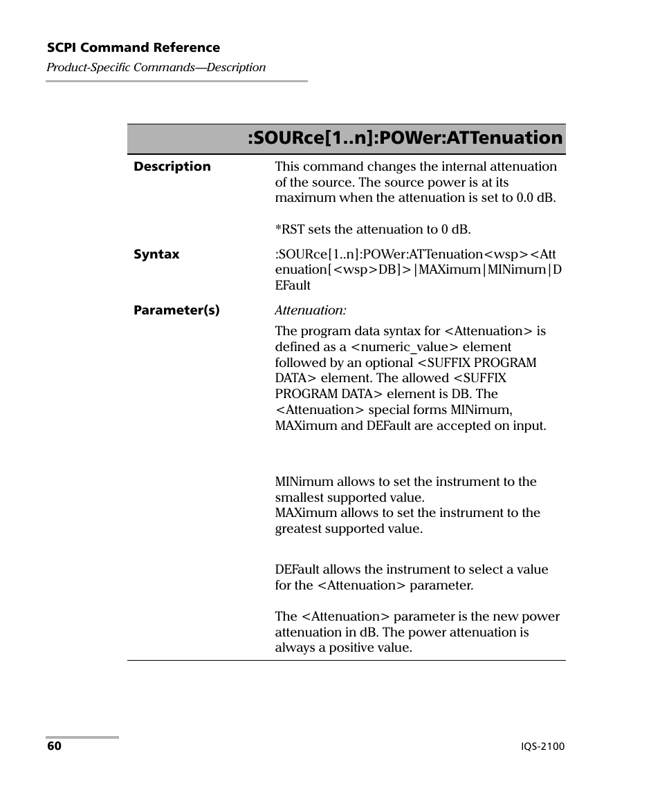 Source[1..n]:power:attenuation | EXFO IQS-2100 Light Source for IQS-500/600 User Manual | Page 66 / 82