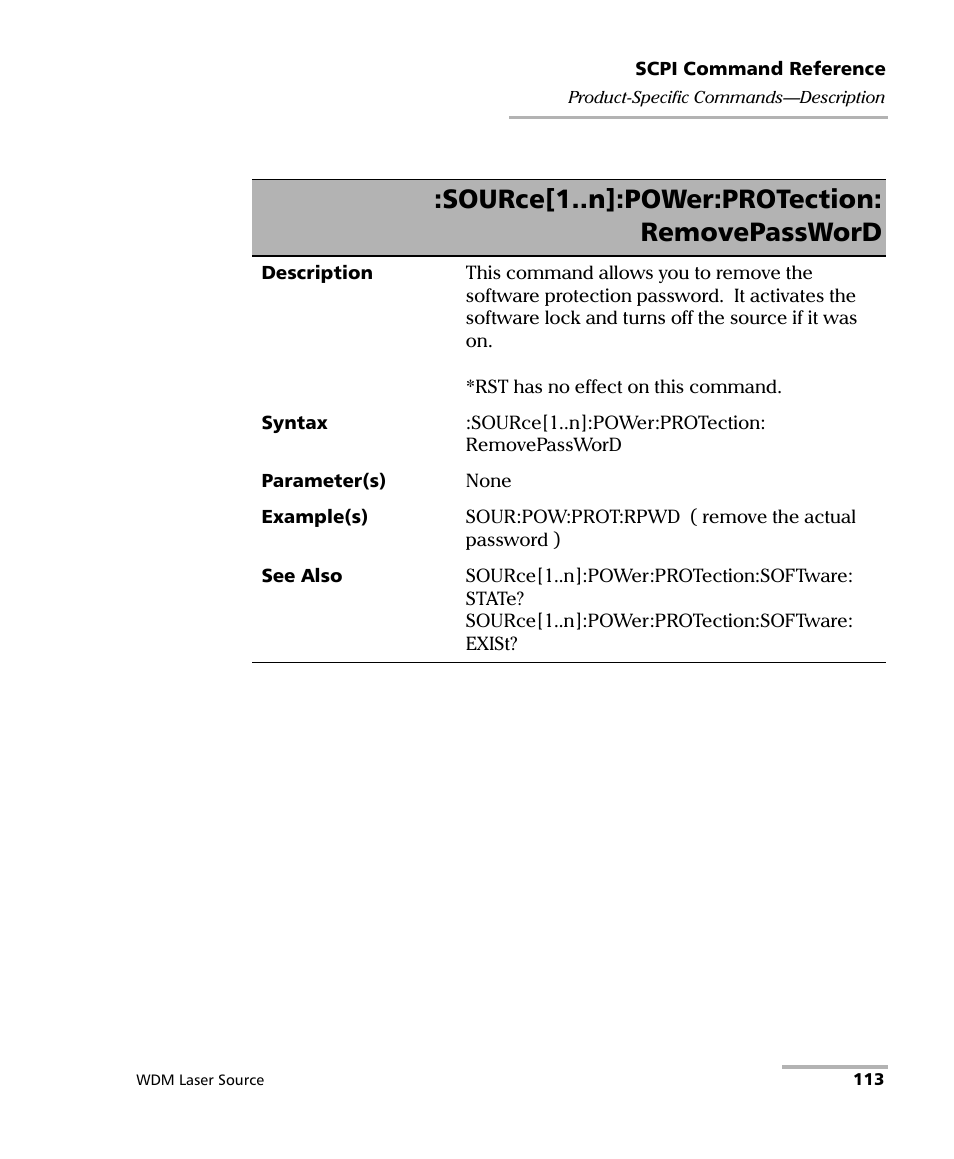 Source[1..n]:power:protection: removepassword | EXFO IQS-2400 WDM Laser Source for IQS-500/600 User Manual | Page 119 / 194