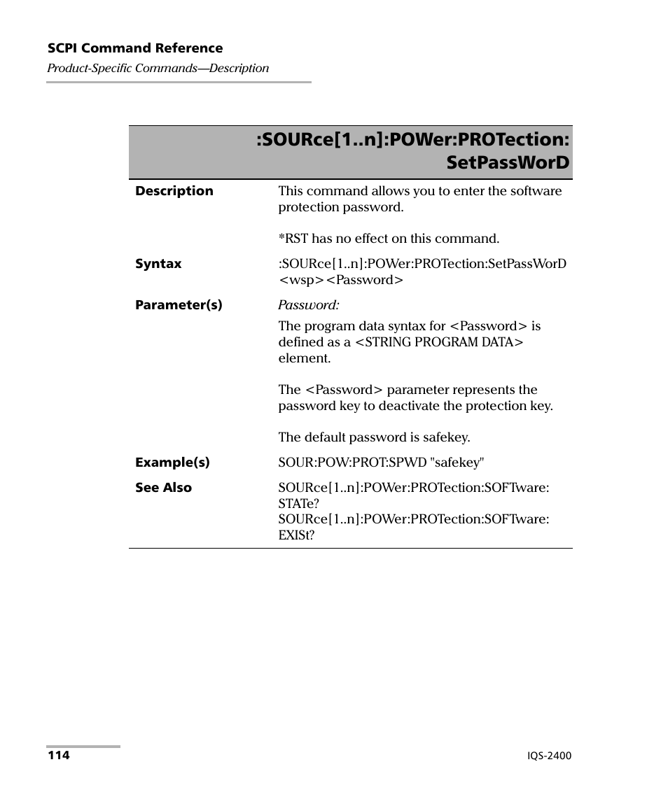 Source[1..n]:power:protection: setpassword | EXFO IQS-2400 WDM Laser Source for IQS-500/600 User Manual | Page 120 / 194