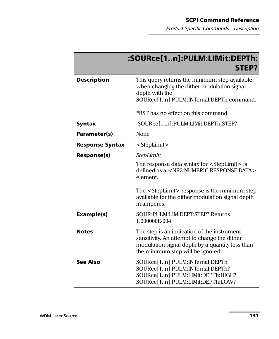 Source[1..n]:pulm:limit:depth: step | EXFO IQS-2400 WDM Laser Source for IQS-500/600 User Manual | Page 137 / 194