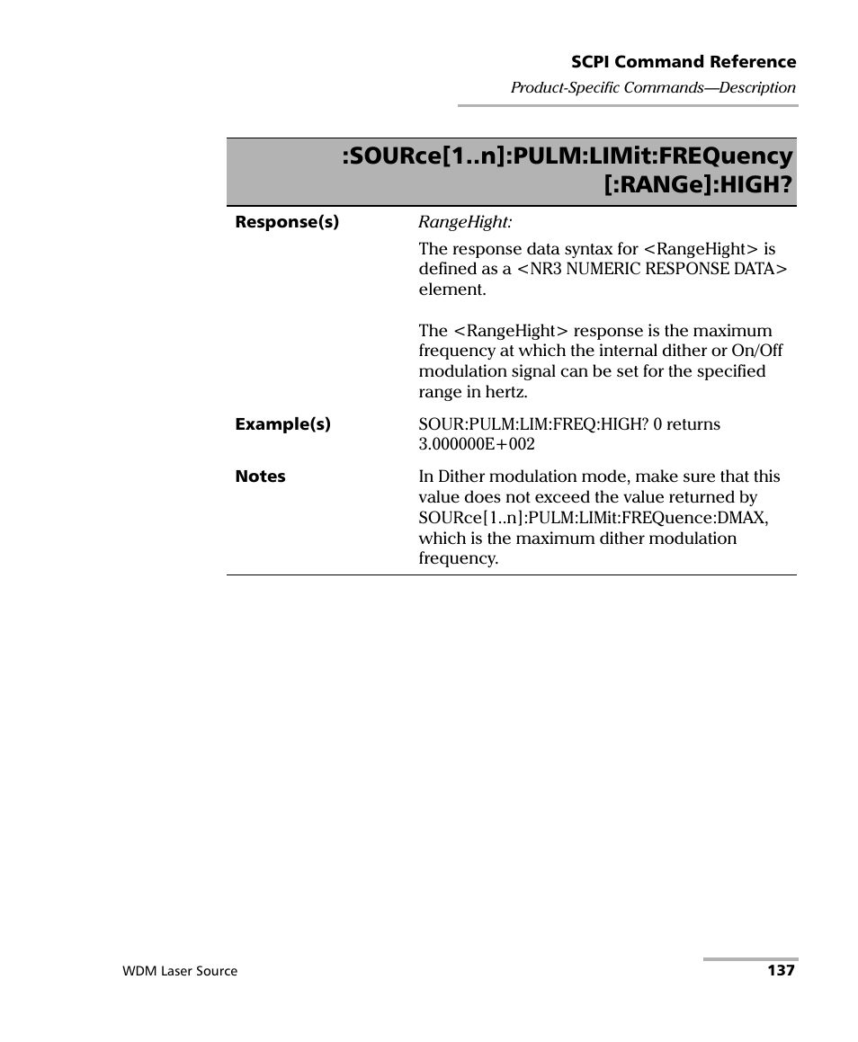 Source[1..n]:pulm:limit:frequency [:range]:high | EXFO IQS-2400 WDM Laser Source for IQS-500/600 User Manual | Page 143 / 194