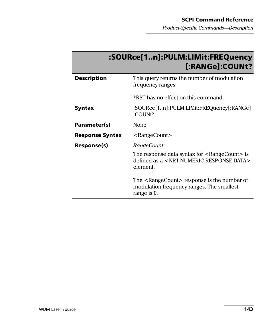 Source[1..n]:pulm:limit:frequency [:range]:count | EXFO IQS-2400 WDM Laser Source for IQS-500/600 User Manual | Page 149 / 194