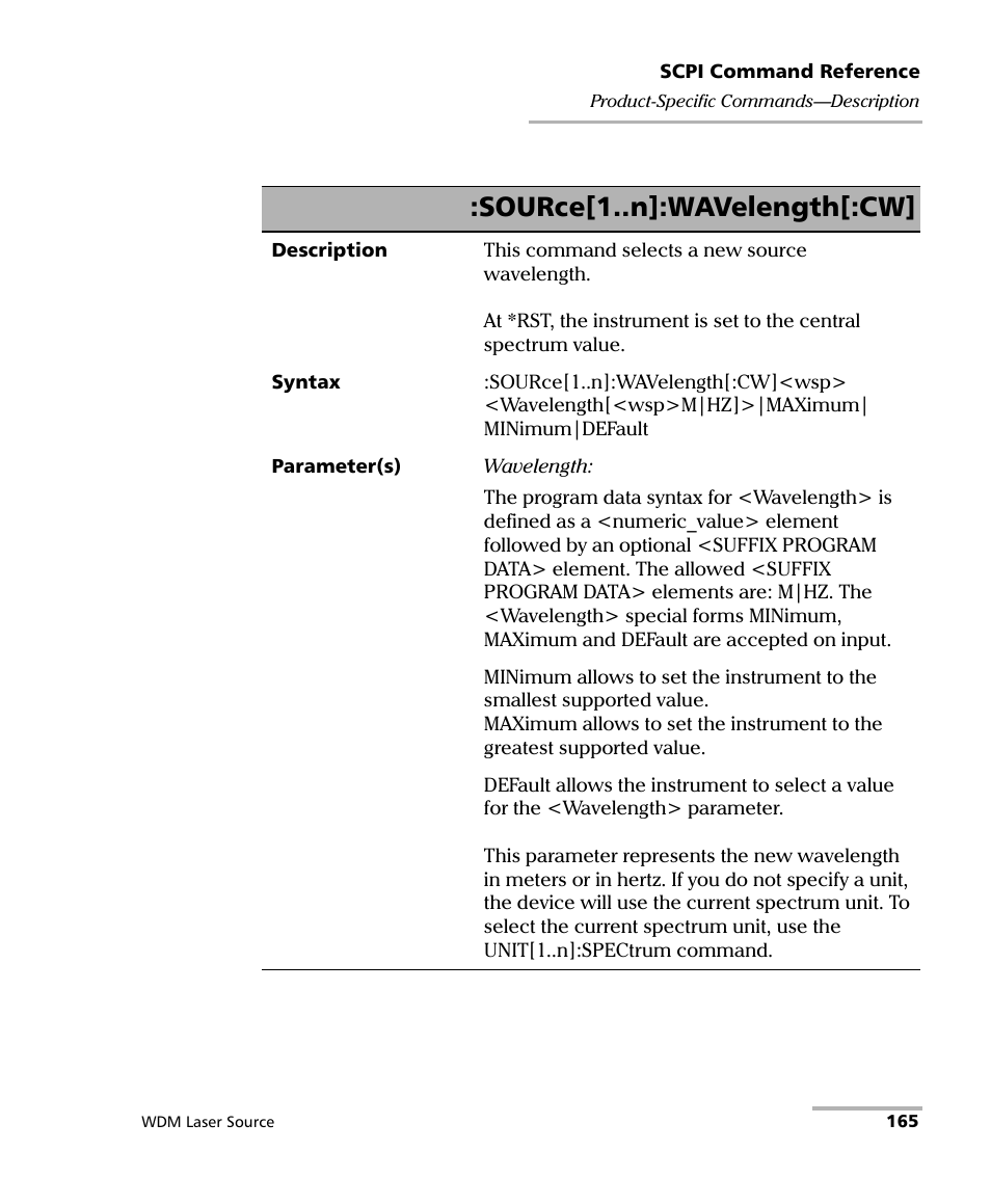 Source[1..n]:wavelength[:cw | EXFO IQS-2400 WDM Laser Source for IQS-500/600 User Manual | Page 171 / 194