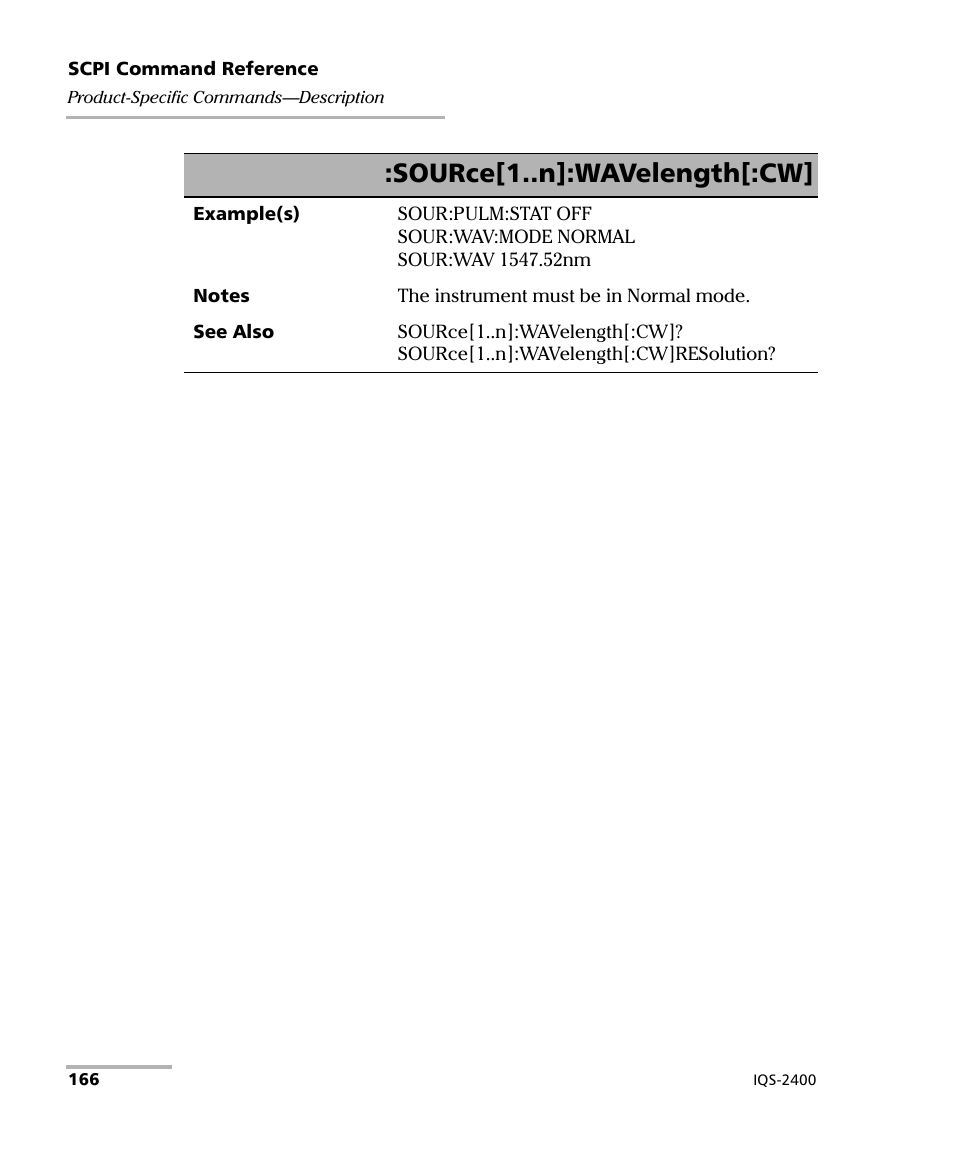 Source[1..n]:wavelength[:cw | EXFO IQS-2400 WDM Laser Source for IQS-500/600 User Manual | Page 172 / 194