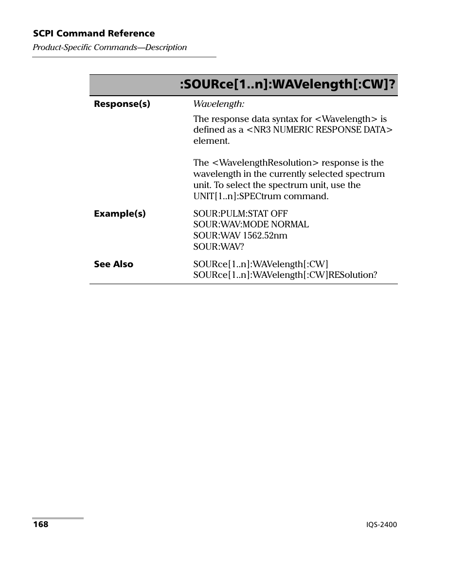 Source[1..n]:wavelength[:cw | EXFO IQS-2400 WDM Laser Source for IQS-500/600 User Manual | Page 174 / 194