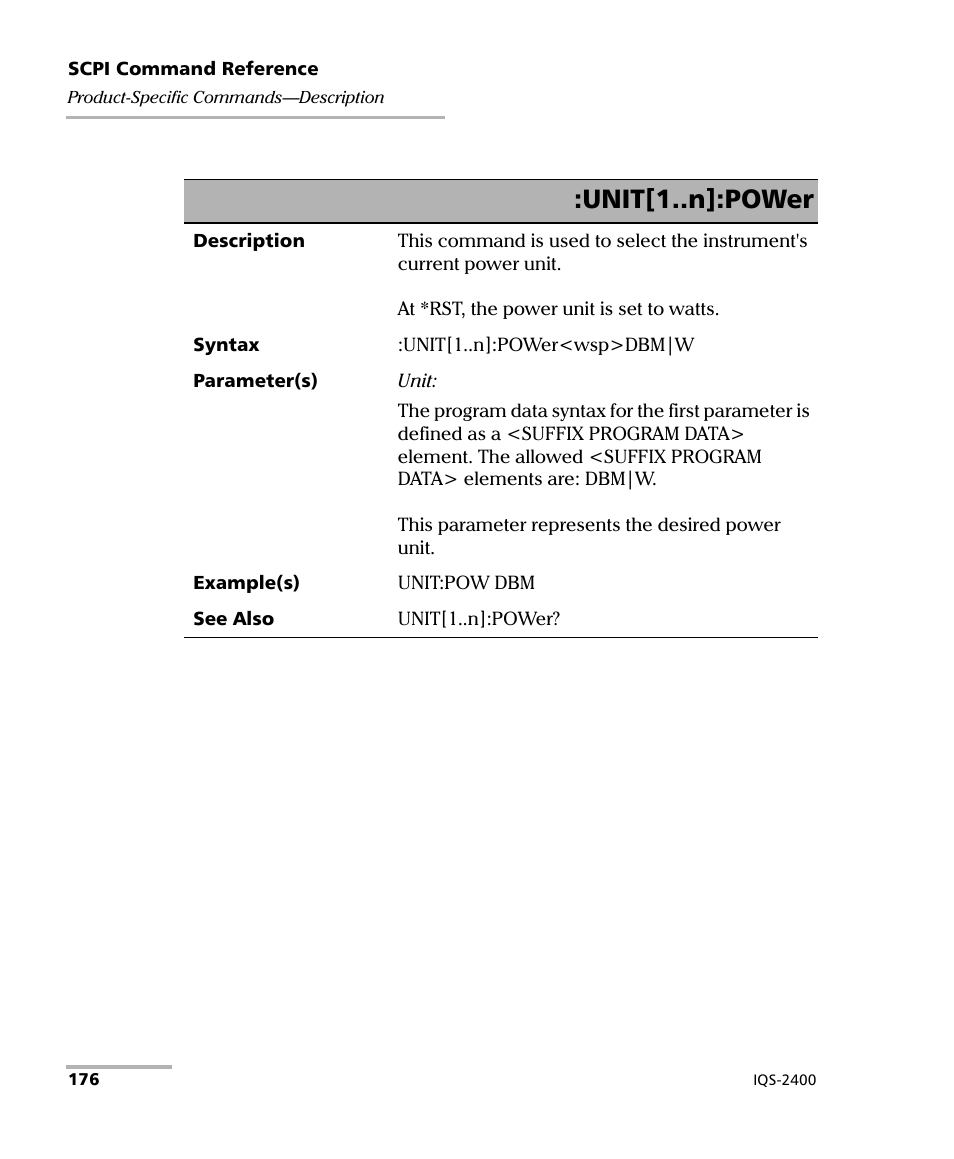 Unit[1..n]:power | EXFO IQS-2400 WDM Laser Source for IQS-500/600 User Manual | Page 182 / 194