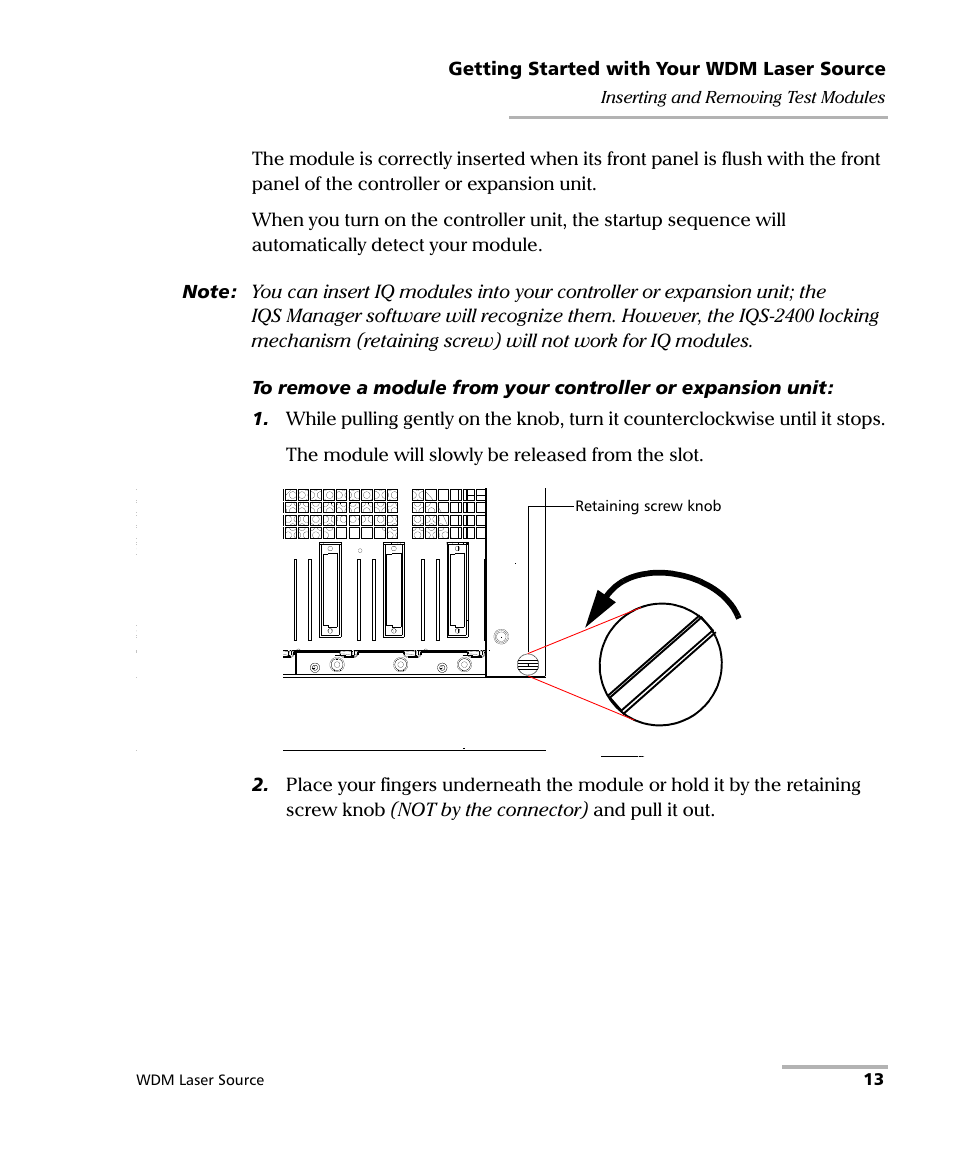 EXFO IQS-2400 WDM Laser Source for IQS-500/600 User Manual | Page 19 / 194