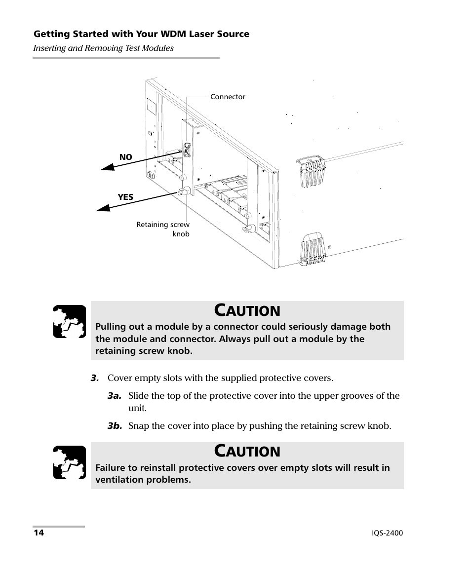 Aution | EXFO IQS-2400 WDM Laser Source for IQS-500/600 User Manual | Page 20 / 194