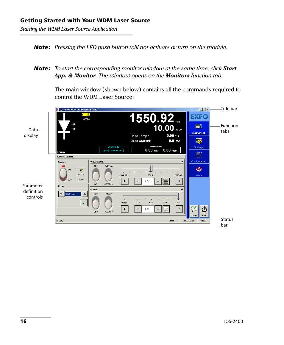 EXFO IQS-2400 WDM Laser Source for IQS-500/600 User Manual | Page 22 / 194