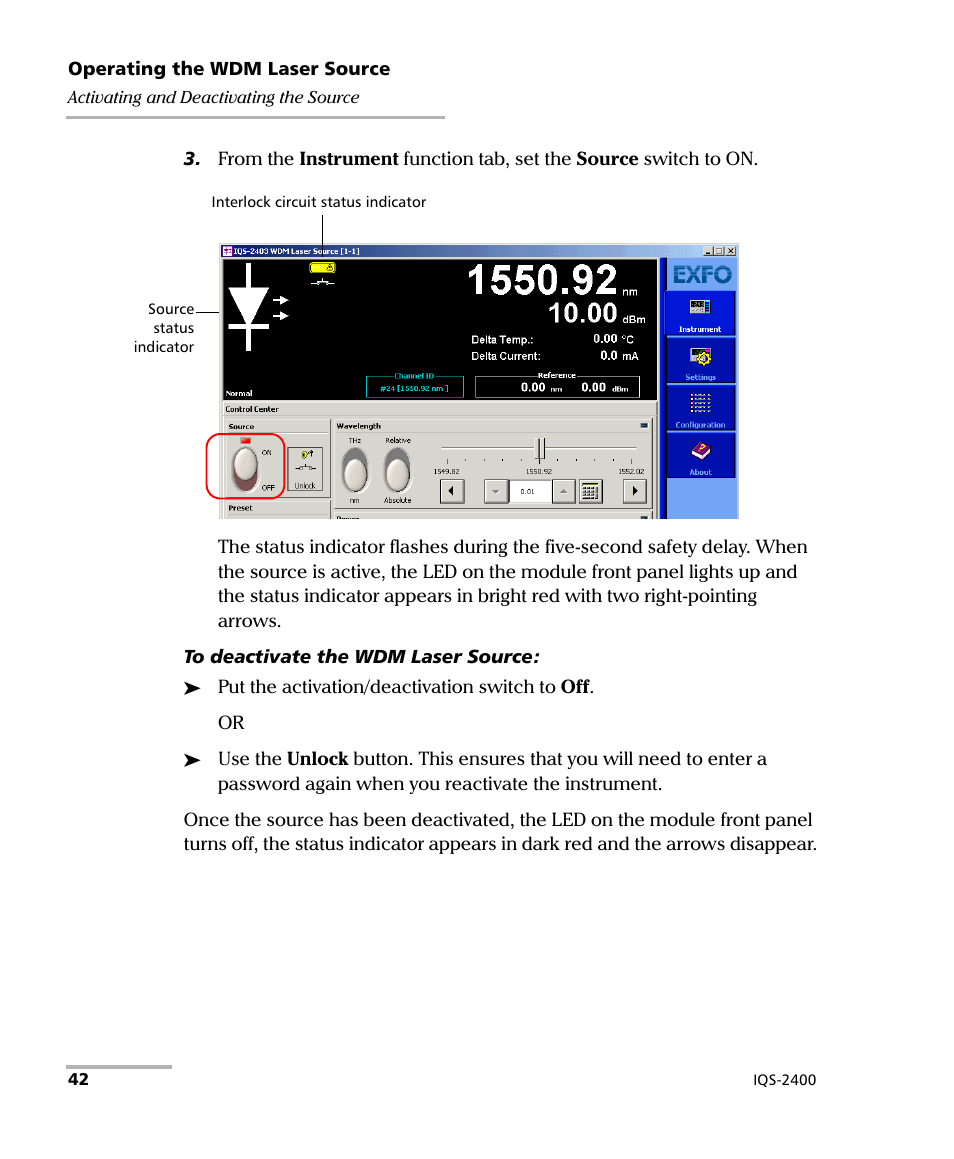 EXFO IQS-2400 WDM Laser Source for IQS-500/600 User Manual | Page 48 / 194