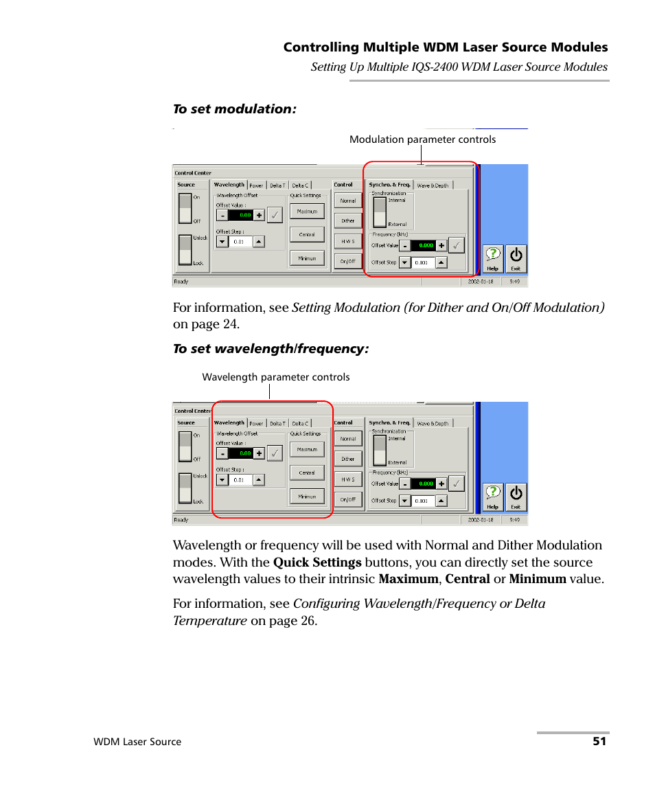 EXFO IQS-2400 WDM Laser Source for IQS-500/600 User Manual | Page 57 / 194