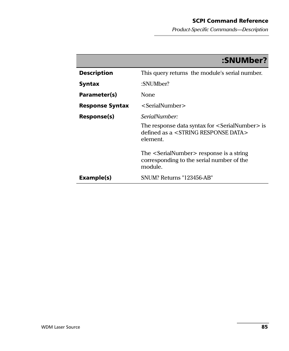 Snumber | EXFO IQS-2400 WDM Laser Source for IQS-500/600 User Manual | Page 91 / 194