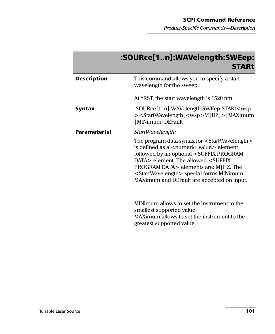 Source[1..n]:wavelength:sweep: start | EXFO IQS-2600B Tunable Laser Source for IQS Platforms User Manual | Page 107 / 142