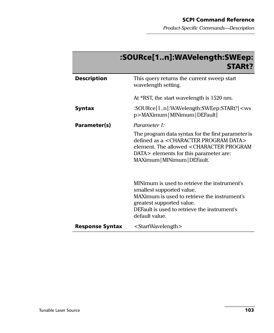 Source[1..n]:wavelength:sweep: start | EXFO IQS-2600B Tunable Laser Source for IQS Platforms User Manual | Page 109 / 142