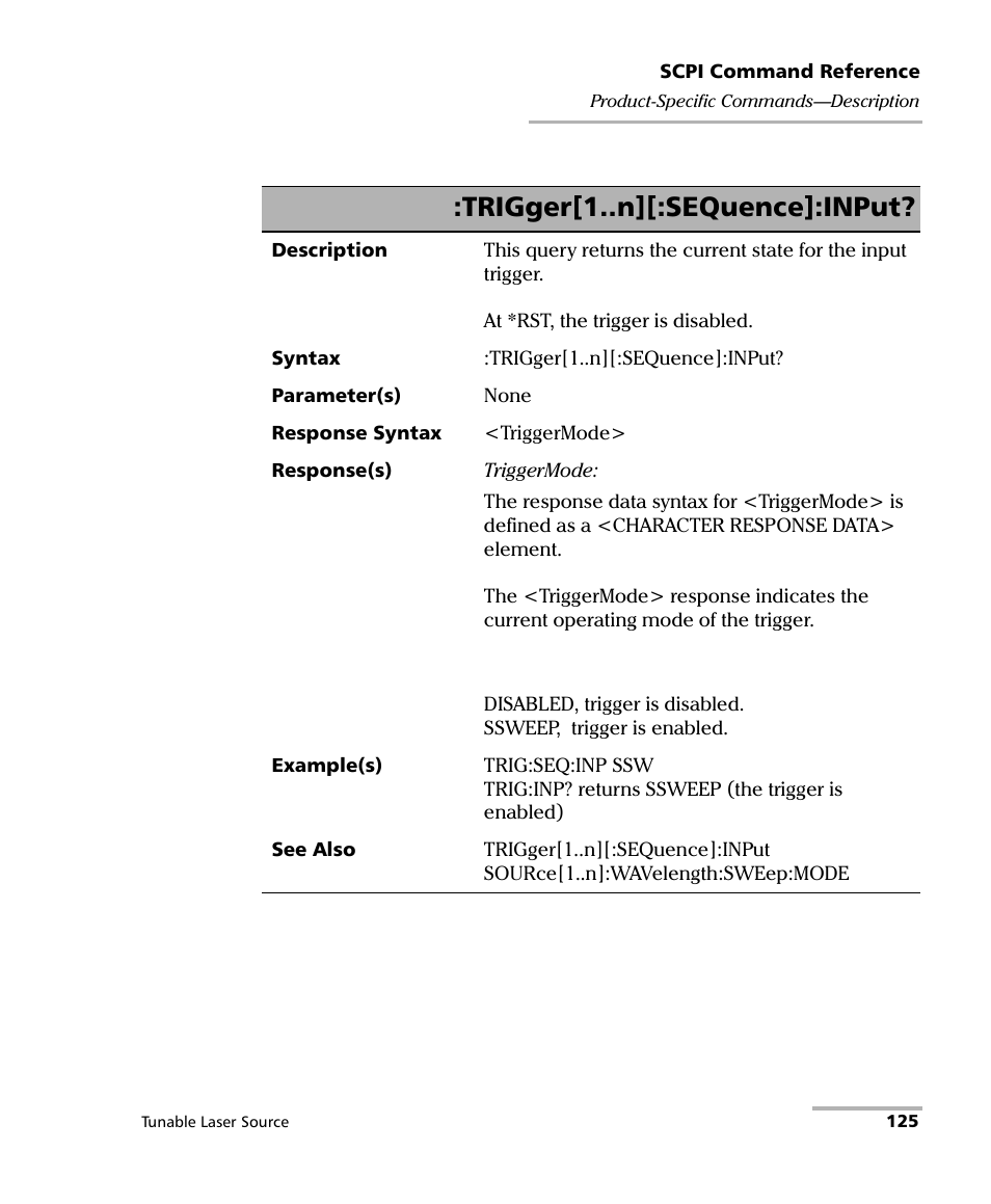 Trigger[1..n][:sequence]:input | EXFO IQS-2600B Tunable Laser Source for IQS Platforms User Manual | Page 131 / 142