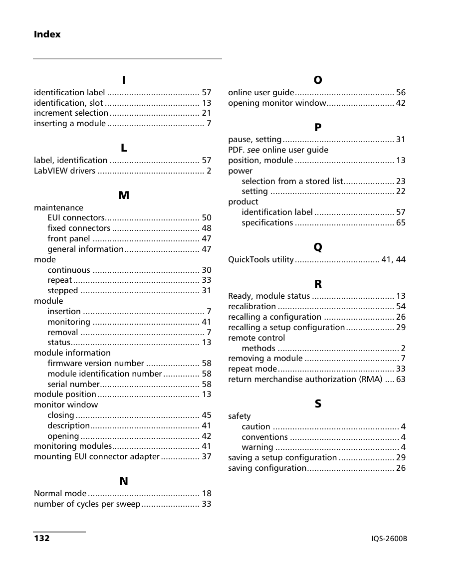 EXFO IQS-2600B Tunable Laser Source for IQS Platforms User Manual | Page 138 / 142