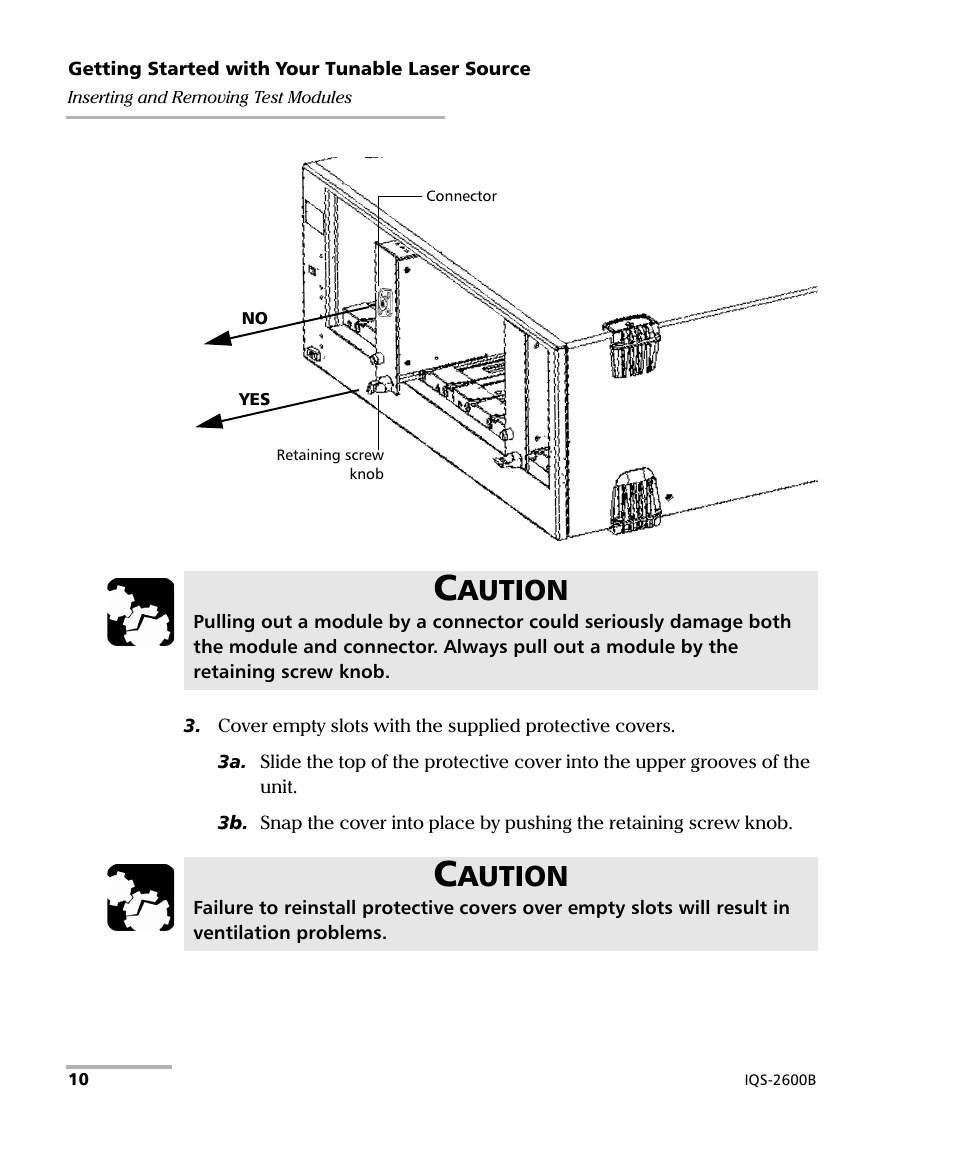 Aution | EXFO IQS-2600B Tunable Laser Source for IQS Platforms User Manual | Page 16 / 142