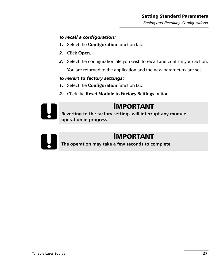 Mportant | EXFO IQS-2600B Tunable Laser Source for IQS Platforms User Manual | Page 33 / 142