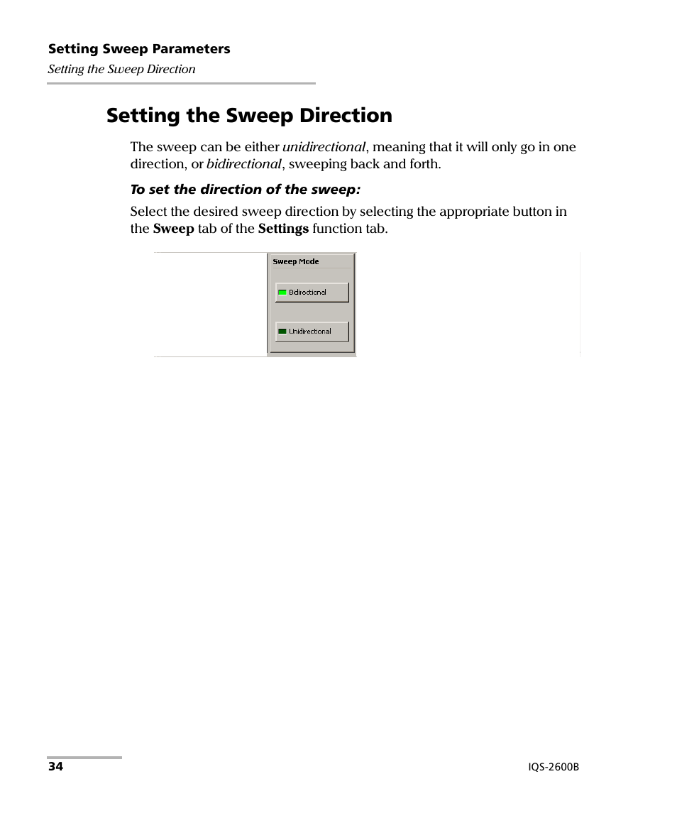 Setting the sweep direction | EXFO IQS-2600B Tunable Laser Source for IQS Platforms User Manual | Page 40 / 142