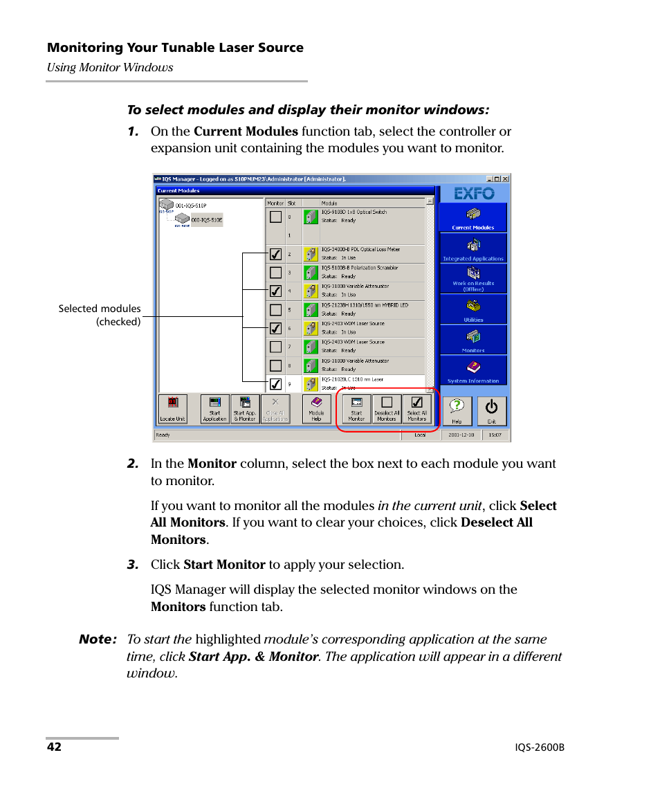 EXFO IQS-2600B Tunable Laser Source for IQS Platforms User Manual | Page 48 / 142