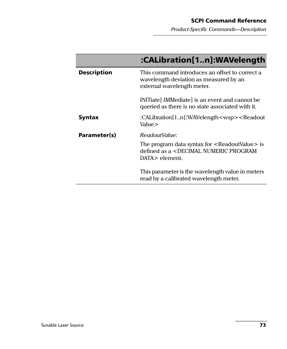 Calibration[1..n]:wavelength | EXFO IQS-2600B Tunable Laser Source for IQS Platforms User Manual | Page 79 / 142