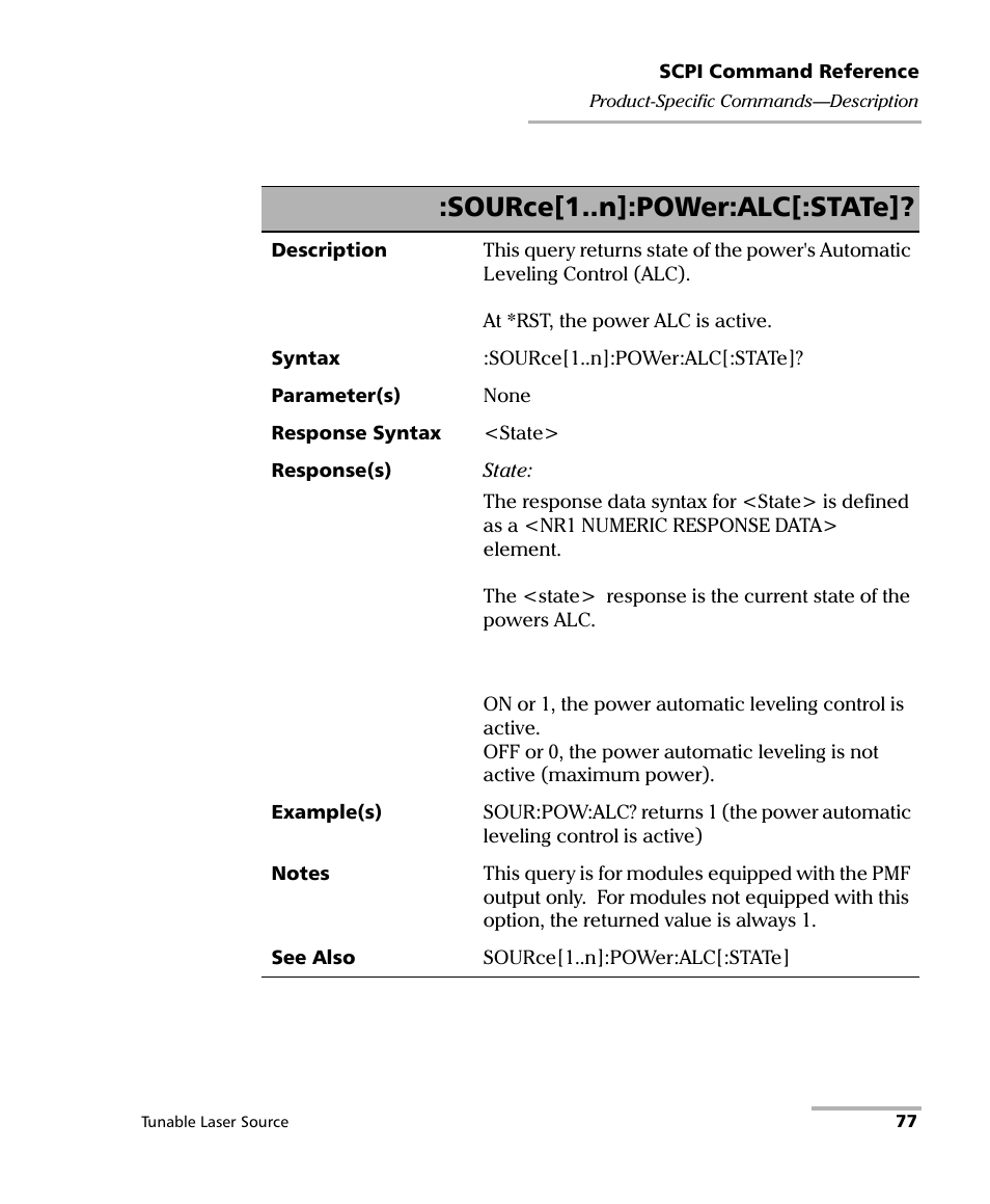 Source[1..n]:power:alc[:state | EXFO IQS-2600B Tunable Laser Source for IQS Platforms User Manual | Page 83 / 142