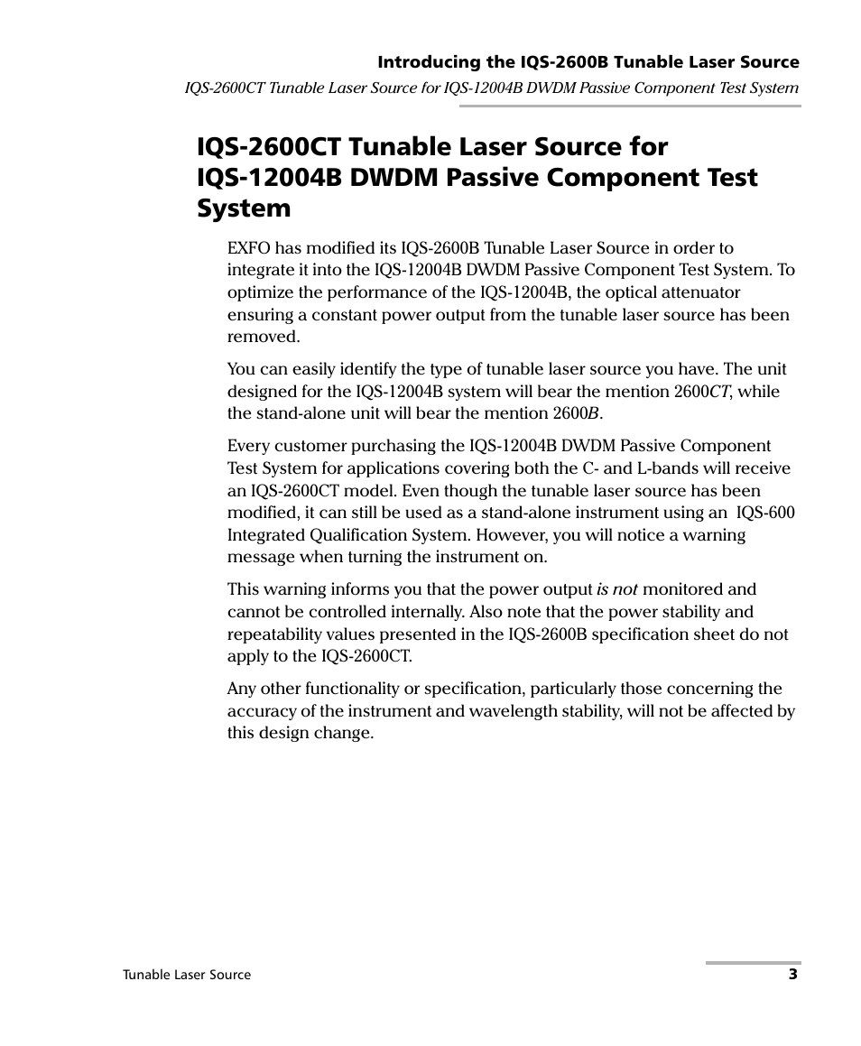EXFO IQS-2600B Tunable Laser Source for IQS Platforms User Manual | Page 9 / 142