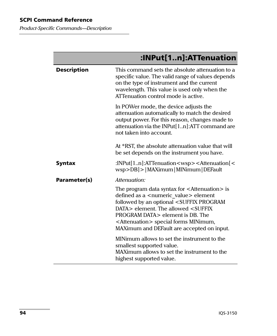 Input[1..n]:attenuation | EXFO IQS-3150 Variable Attenuator for IQS-500/600 User Manual | Page 100 / 161