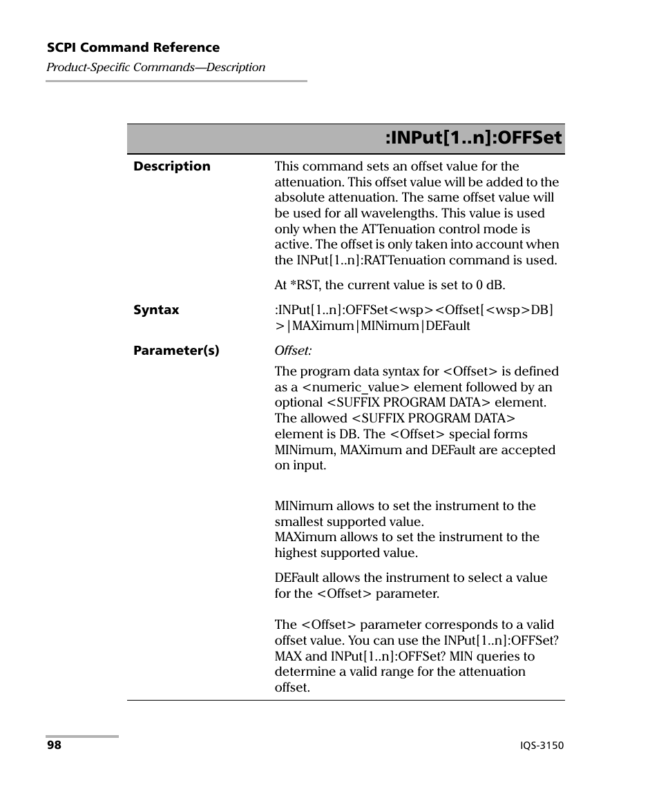 Input[1..n]:offset | EXFO IQS-3150 Variable Attenuator for IQS-500/600 User Manual | Page 104 / 161