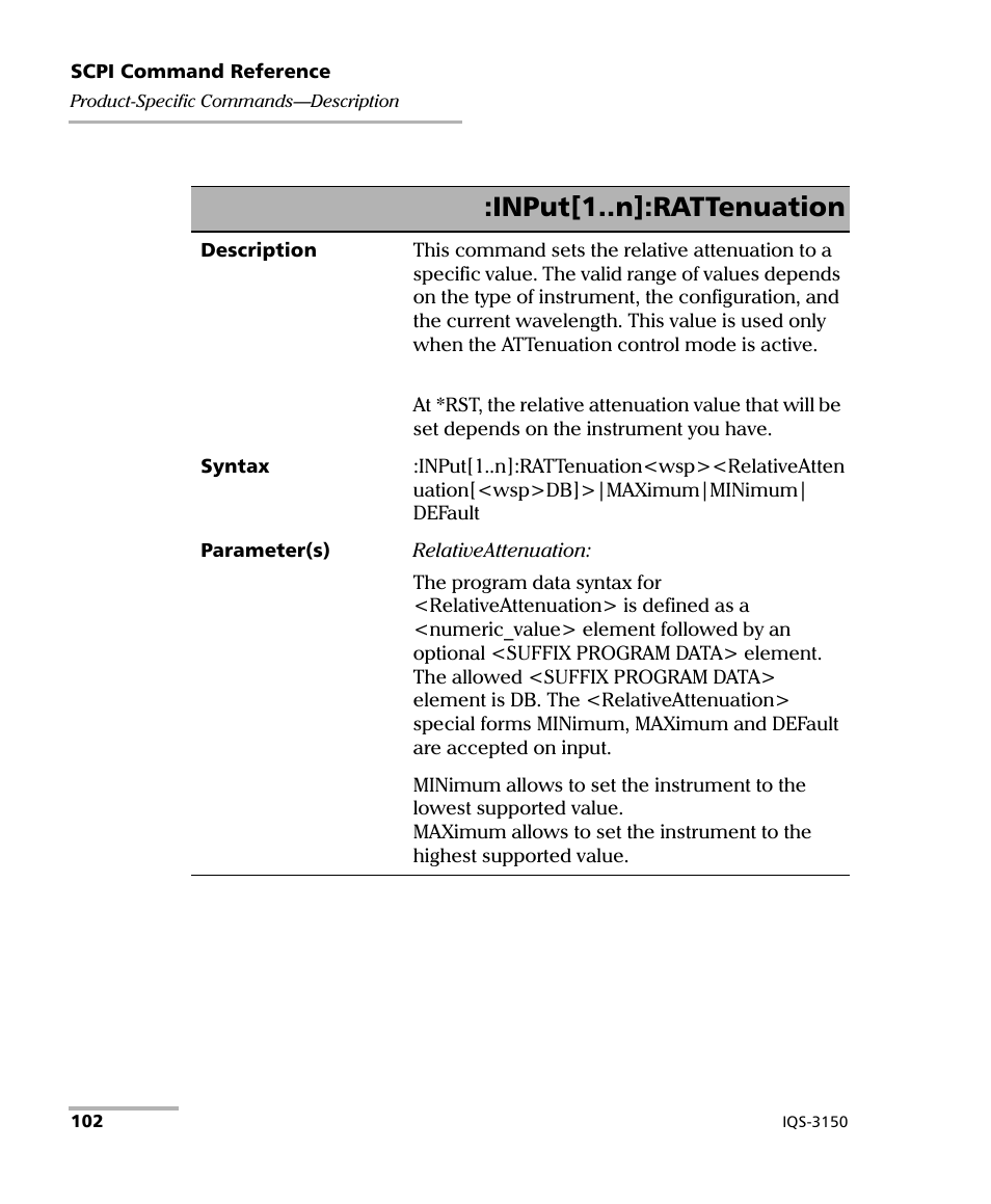 Input[1..n]:rattenuation | EXFO IQS-3150 Variable Attenuator for IQS-500/600 User Manual | Page 108 / 161