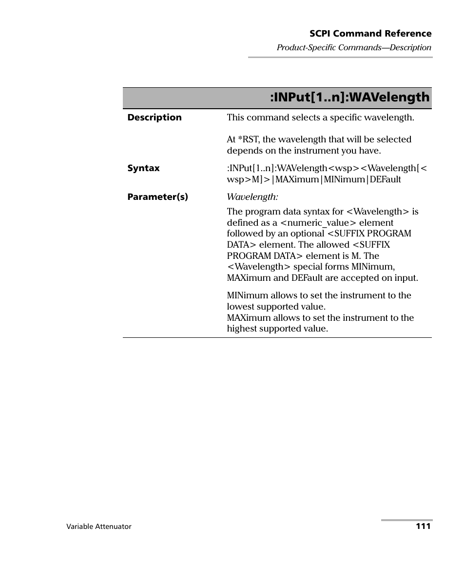 Input[1..n]:wavelength | EXFO IQS-3150 Variable Attenuator for IQS-500/600 User Manual | Page 117 / 161
