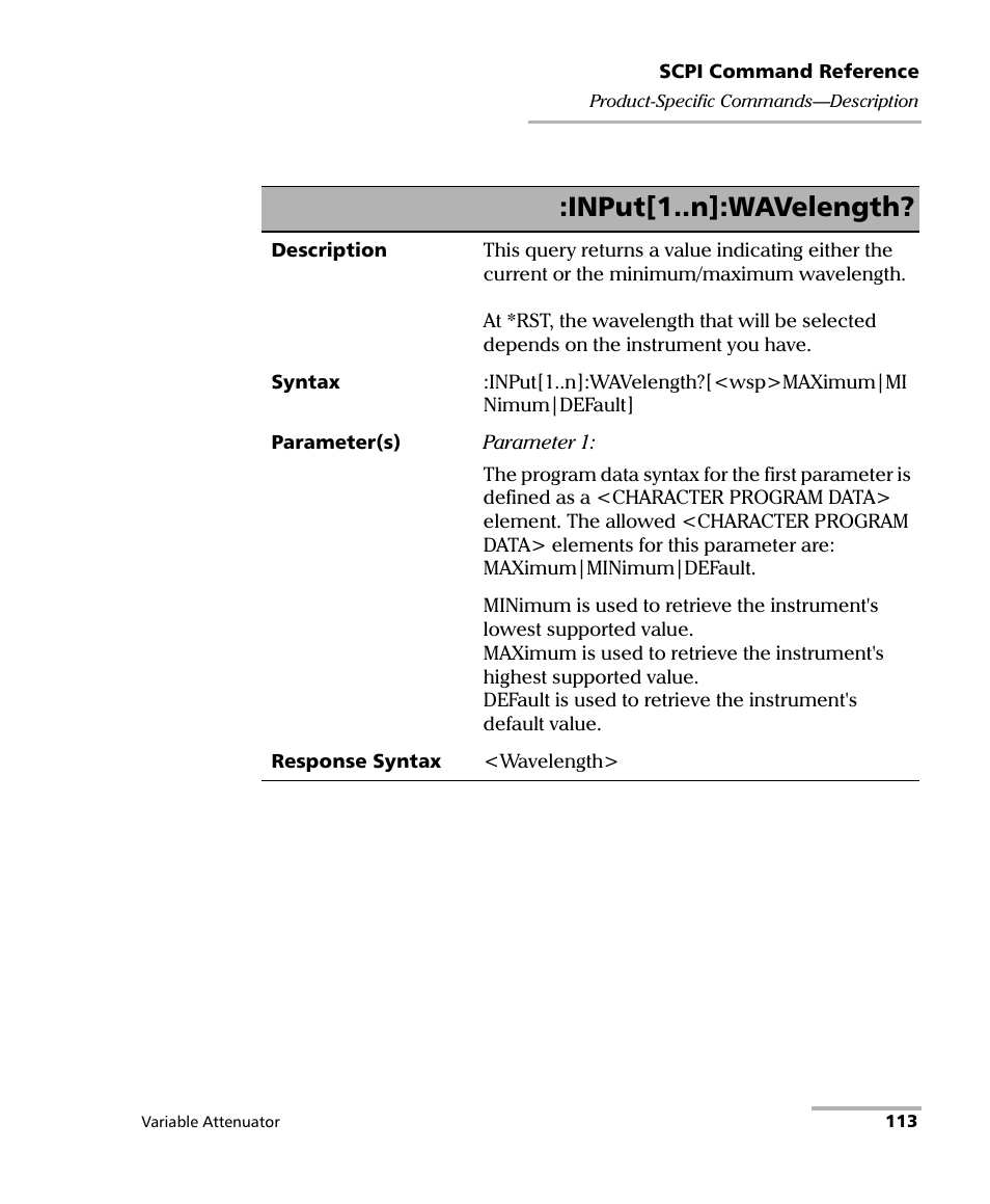 Input[1..n]:wavelength | EXFO IQS-3150 Variable Attenuator for IQS-500/600 User Manual | Page 119 / 161