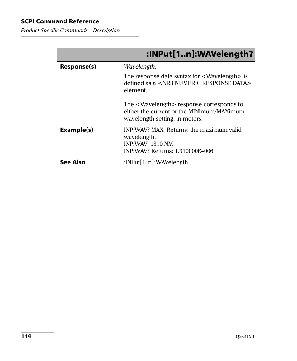 Input[1..n]:wavelength | EXFO IQS-3150 Variable Attenuator for IQS-500/600 User Manual | Page 120 / 161