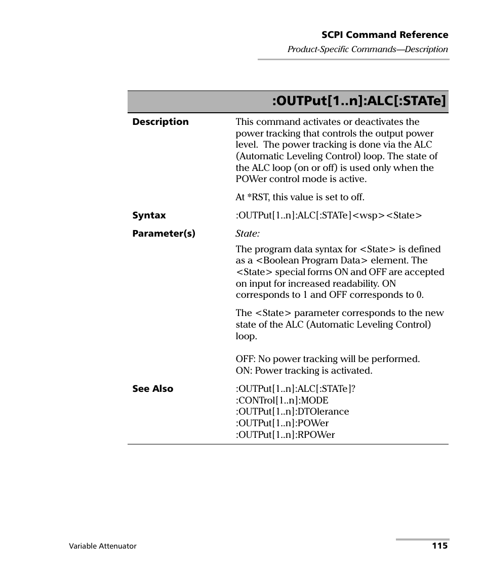 Output[1..n]:alc[:state | EXFO IQS-3150 Variable Attenuator for IQS-500/600 User Manual | Page 121 / 161
