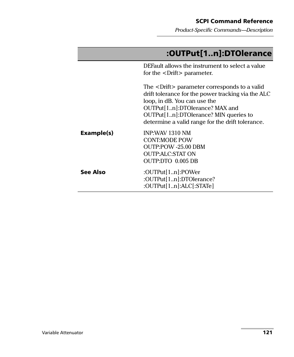 Output[1..n]:dtolerance | EXFO IQS-3150 Variable Attenuator for IQS-500/600 User Manual | Page 127 / 161