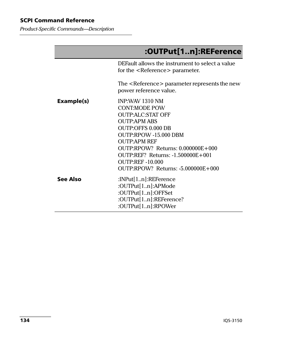 Output[1..n]:reference | EXFO IQS-3150 Variable Attenuator for IQS-500/600 User Manual | Page 140 / 161