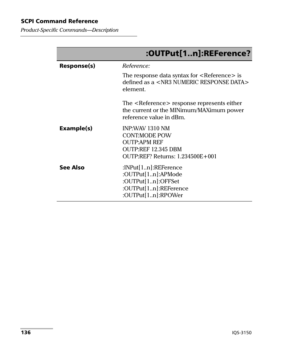 Output[1..n]:reference | EXFO IQS-3150 Variable Attenuator for IQS-500/600 User Manual | Page 142 / 161