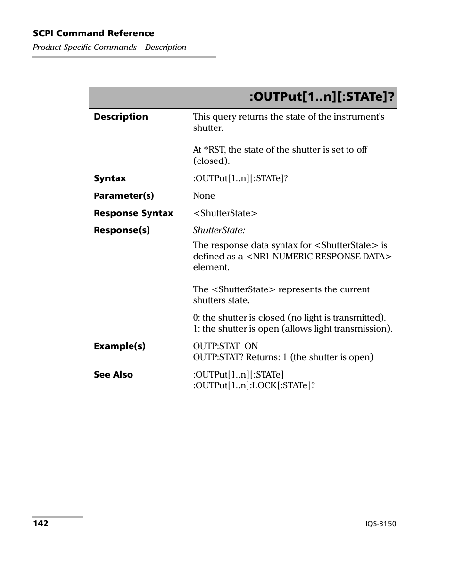 Output[1..n][:state | EXFO IQS-3150 Variable Attenuator for IQS-500/600 User Manual | Page 148 / 161