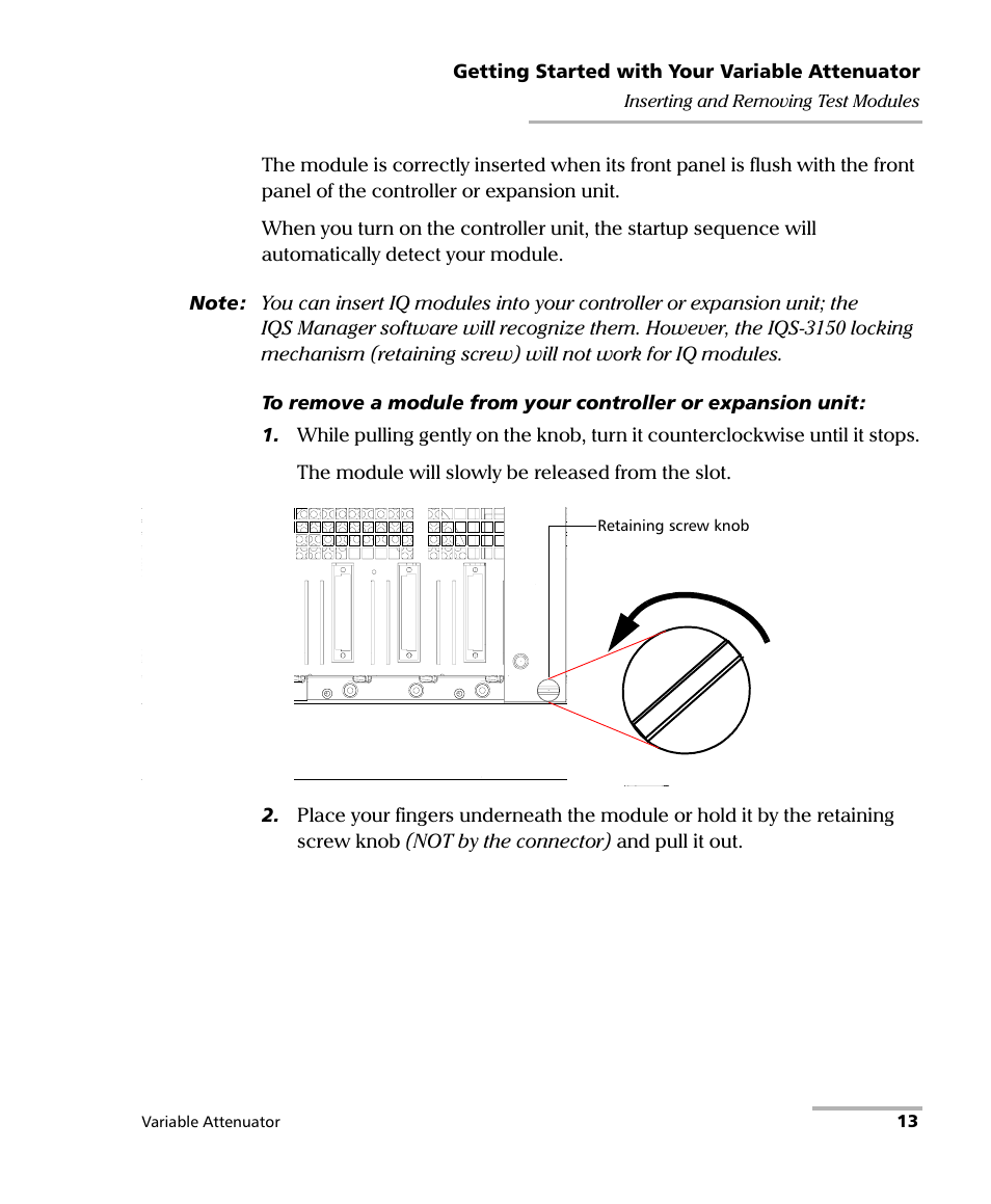 EXFO IQS-3150 Variable Attenuator for IQS-500/600 User Manual | Page 19 / 161