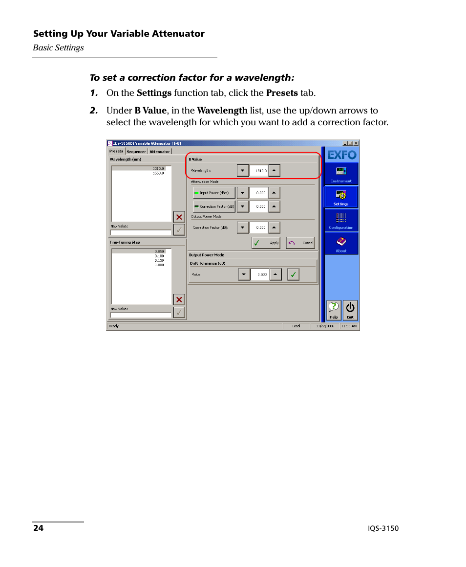 EXFO IQS-3150 Variable Attenuator for IQS-500/600 User Manual | Page 30 / 161