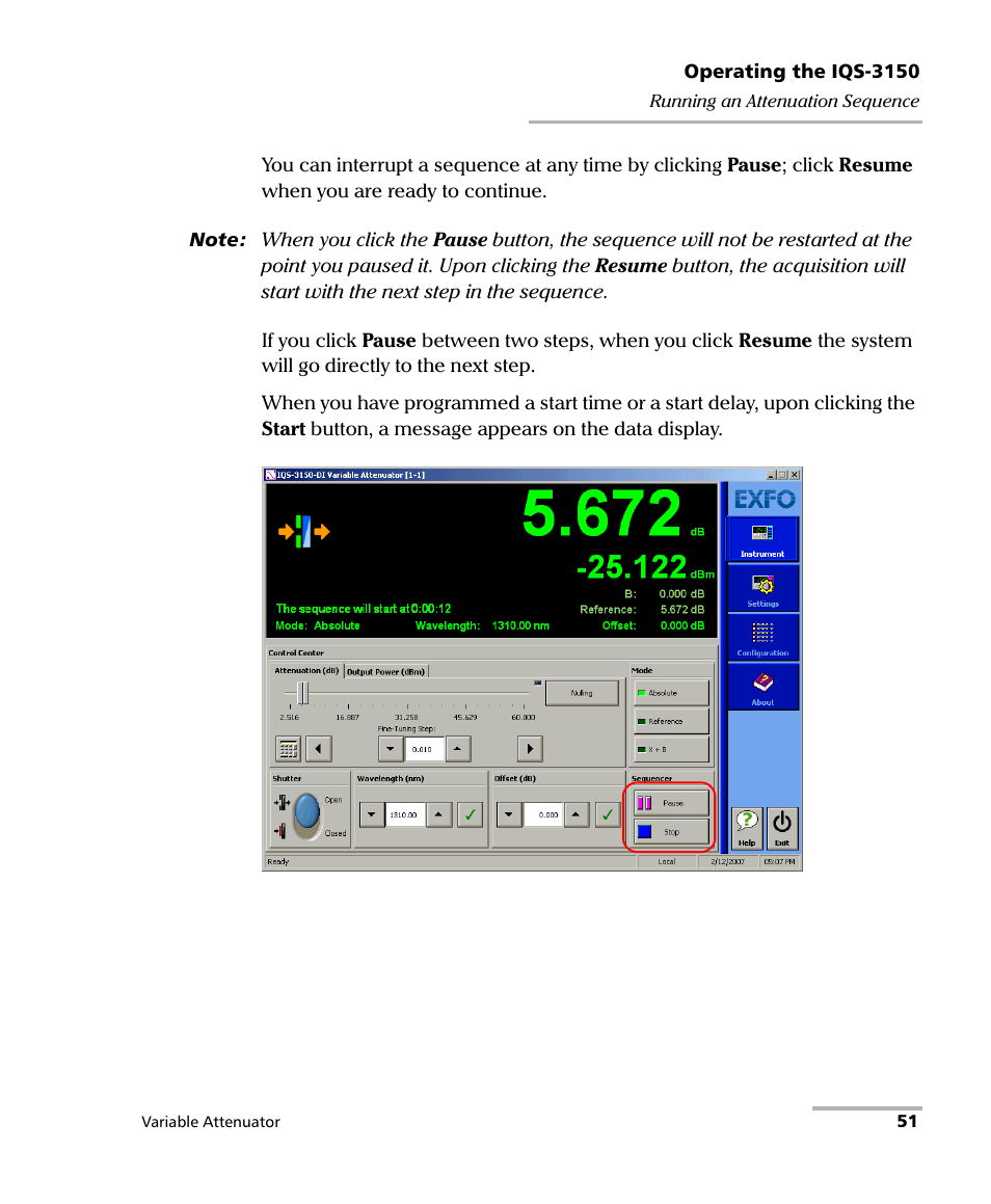 EXFO IQS-3150 Variable Attenuator for IQS-500/600 User Manual | Page 57 / 161