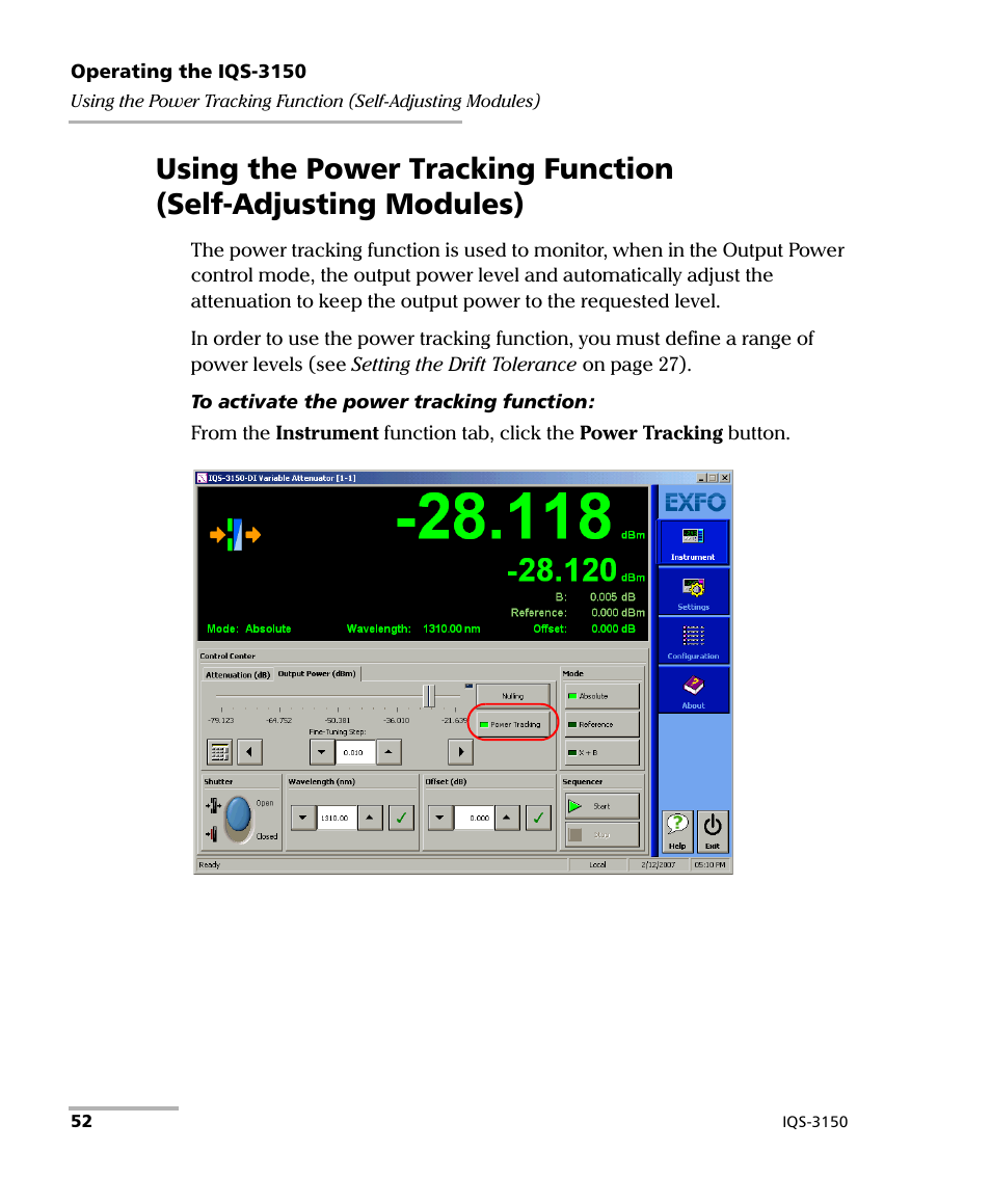 EXFO IQS-3150 Variable Attenuator for IQS-500/600 User Manual | Page 58 / 161