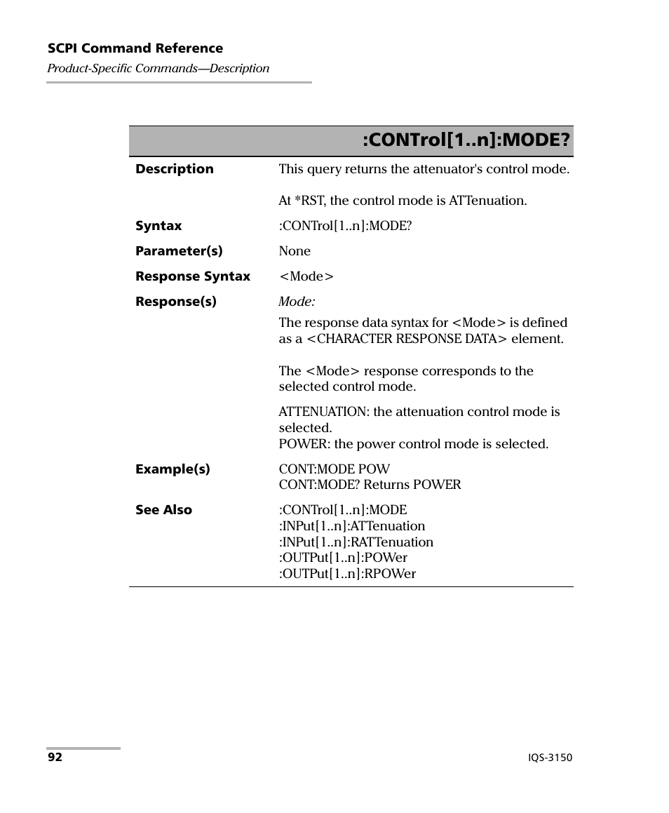 Control[1..n]:mode | EXFO IQS-3150 Variable Attenuator for IQS-500/600 User Manual | Page 98 / 161