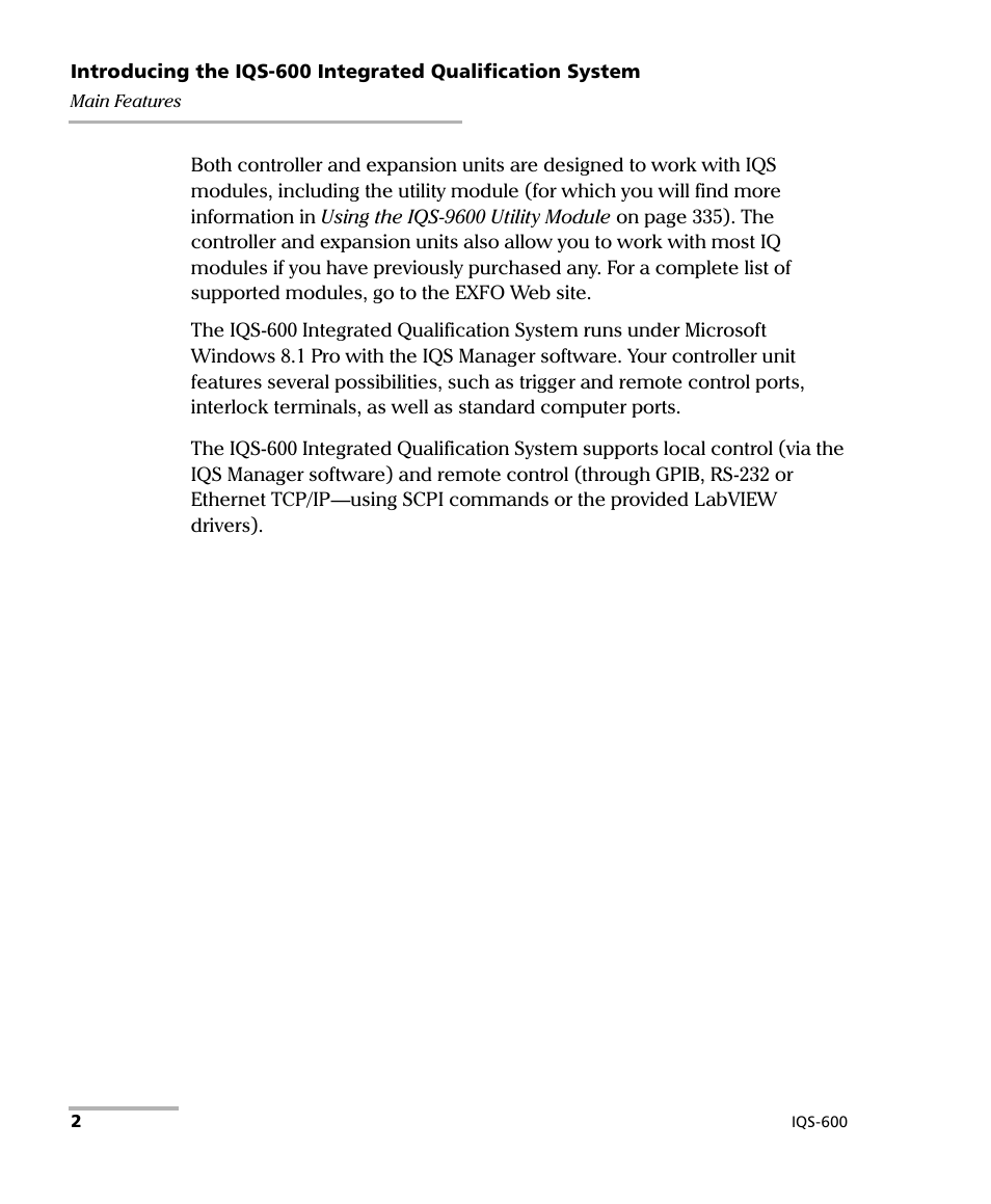EXFO IQS-600 Integrated Qualification System User Manual | Page 10 / 357