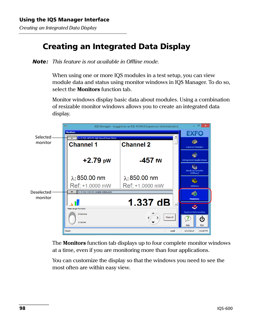 Creating an integrated data display | EXFO IQS-600 Integrated Qualification System User Manual | Page 106 / 357