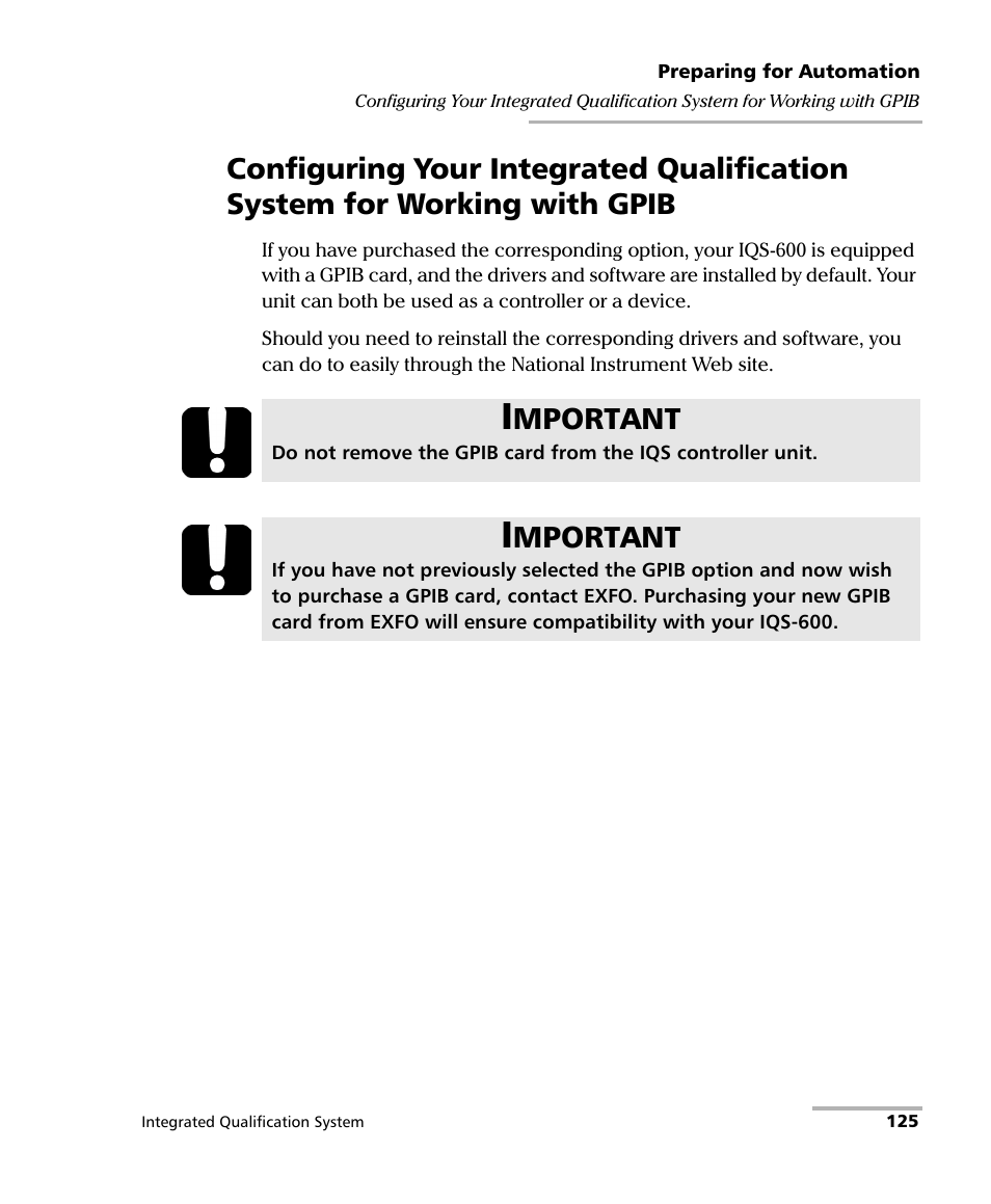 Mportant | EXFO IQS-600 Integrated Qualification System User Manual | Page 133 / 357