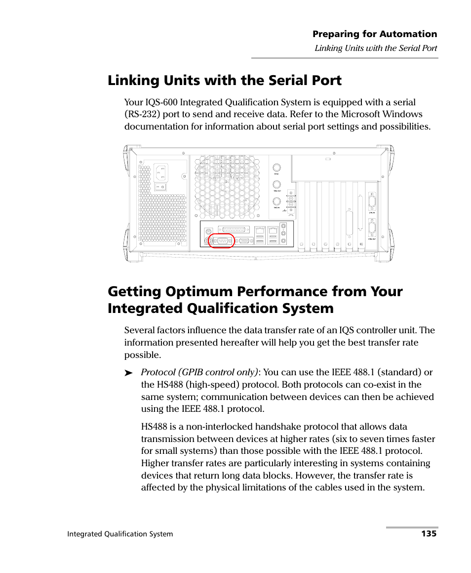 Linking units with the serial port | EXFO IQS-600 Integrated Qualification System User Manual | Page 143 / 357