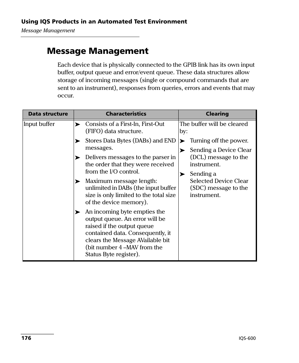 Message management | EXFO IQS-600 Integrated Qualification System User Manual | Page 184 / 357
