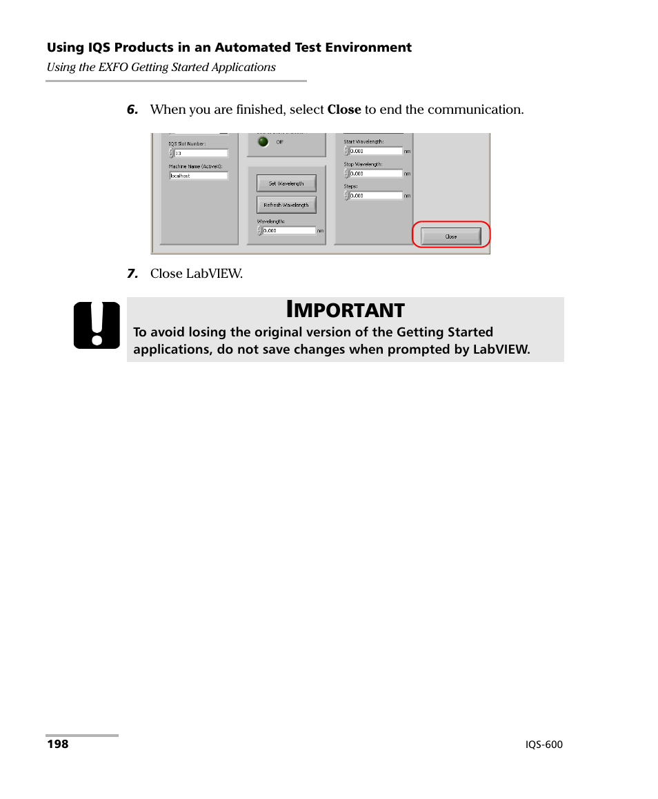 Mportant | EXFO IQS-600 Integrated Qualification System User Manual | Page 206 / 357